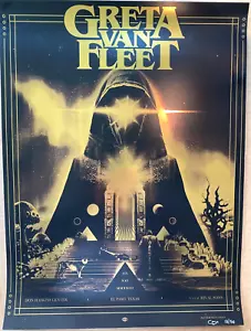 GRETA VAN FLEET El Paso TX 2023 Dreams In Gold Tour Poster SIGNED S/N #13/50 - Picture 1 of 14