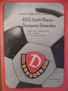 Dynamo Dresden - BSG Stahl Riesa 2.9. 1984 Fußball-Oberliga Fußballprogramm 35 - Picture 1 of 1
