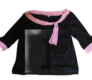 Ladies Etam Size 24 Black & Pink Top Blouse  96% Viscose T-shirt Shirt Was £38 - Picture 1 of 7
