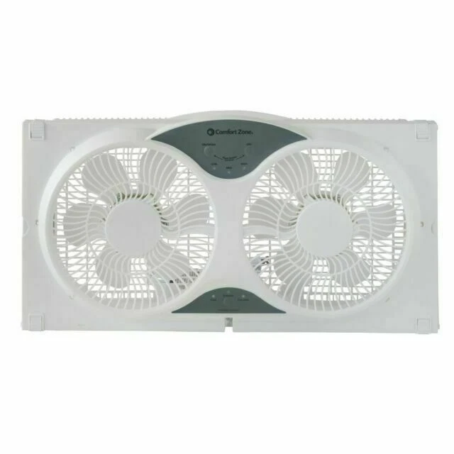 comfort zone CZ310R 3-Speed Reversible Twin Window Fan - White