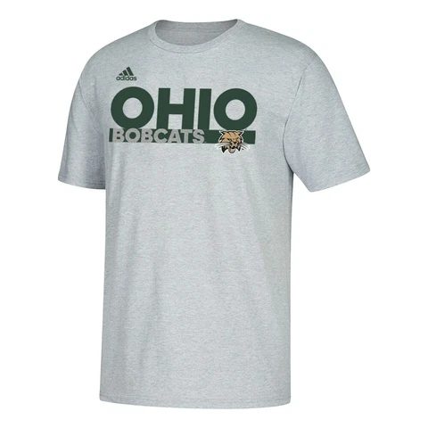 Ohio Bobcats NCAA Adidas Sideline Grind Mascot Men's Grey T-Shirt Cover