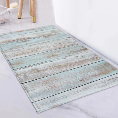 Alfombra rústica vintage de madera azul alfombra de juego piso de sala alfombra de playa Foto 1 de 4