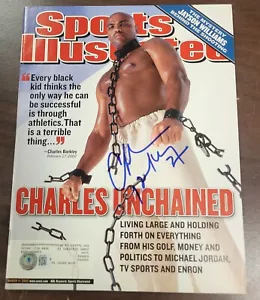 Charles Barkley Signed Sports Illustrated 3/11/02 76ers Suns Auburn Beckett Auto - Picture 1 of 4