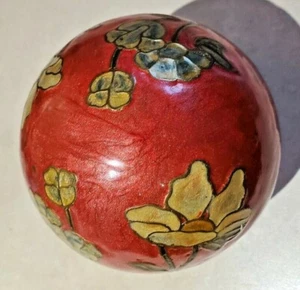 rot lackierte florale massive Messing Indien Endstück Kugel Kugel - Bild 1 von 4