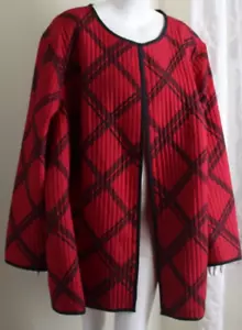 Catherine's Sz 4X Red Black Modernist Quilted Reversible Coat Jacket - Picture 1 of 9