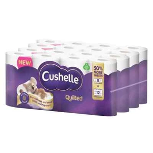 2 x Cushelle Quilted 3-Ply Longer Rolls Toilet Tissue, 4 x 8 Pack (236 Sheets) - Picture 1 of 2
