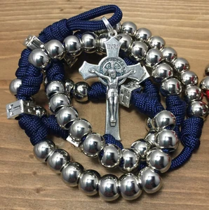 Paracord katholischer Rosenkranz - Silberperlen Rosenkranz - langlebiger Rosenkranz - handgefertigt - Bild 1 von 2
