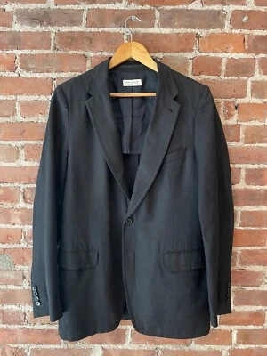 Dries Van Noten Wool-Linen-Cotton Jacket Blazer Size IT50 Glen Plaid Blue Black - Image 1 of 4