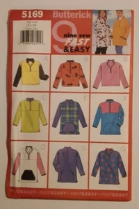 BUTTERICK #5169 GIRLS SIZE 12-14 VERY LOOSE-FITTING PULLOVER TOP PATTERN UC - Picture 1 of 4