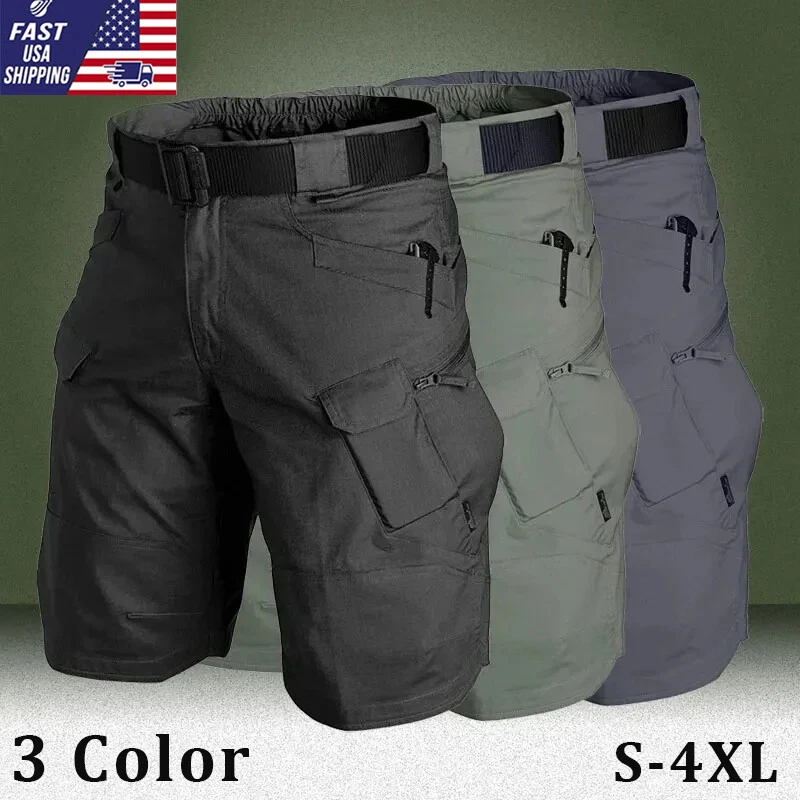 Pantalones Cortos Tácticos Para Hombres Pantalones Cortos de Carga Exterior Impermeables Senderismo Pesca Pista Pantalones Cortos Foto 1 de 4