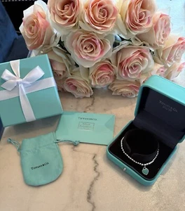 Tiffany Perlenarmband blau Herzanhänger - Bild 1 von 13