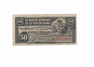 ESPAÑA: 50 CENTAVOS BANCO DE ULTRAMAR. AÑO 1896. CON SERIE. BC+. ENVIO GRATIS. - Imagen 1 de 2