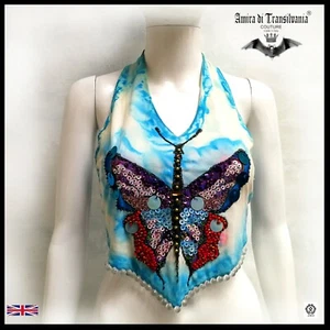 woman clothing summer top t-shirt luxury short haut couture handmade butterfly 1 - Picture 1 of 12