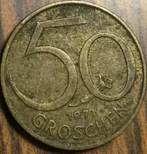 1971 AUSTRIA 50 GROSCHEN COIN - Picture 1 of 2