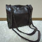 PRADA Leather Chain Shoulder Bag Brown close to black Women Auth Made in Italy