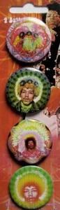 JIMI HENDRIX BUTTONSET BADGES SET ANSTECKERSET # 12 ARE YOU EXPERIENCED PINS - Picture 1 of 2