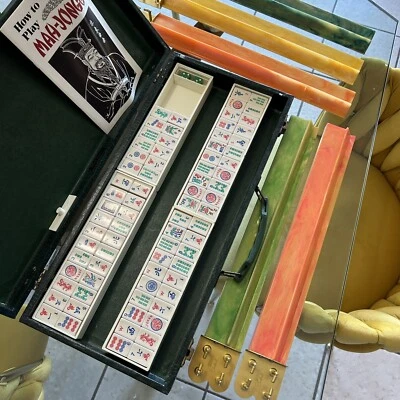 Vintage 1960s Mah Jongg Set Cardinal 144 Tiles 5 Trays Jong - Image 1 of 4