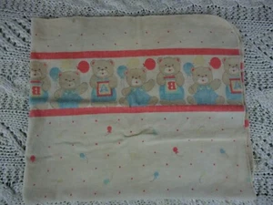 VTG Teddy Bear ABC Baby Receiving Blanket USA Red Blue Yellow Balloon Blocks USA - Picture 1 of 16