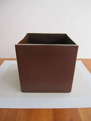 moderne CUBUS - Blumenvase, Deko-Gefäß, Übertopf - Keramik, braun - NEU - Bild 1 von 3