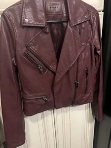 BlankNYC Maroon Vegan Leather Motorcycle Jacket Sz X Small Faux Blank Nyc - Picture 1 of 8
