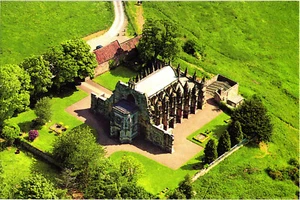 Veduta aerea della Cappella di Rosslyn, Roslin Midlothian Scozia cartolina non spedita - Foto 1 di 5