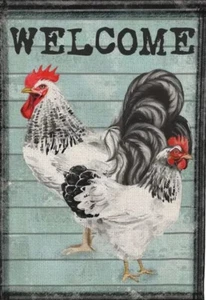 CHICKEN GARDEN FLAG CHICKEN WELCOME GARDEN FLAG - Picture 1 of 4
