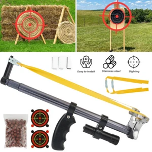 2pc Telescopic Slingshot wi Red Laser Aim Hunting Slingshot Catapult Rubber Band - Picture 1 of 16