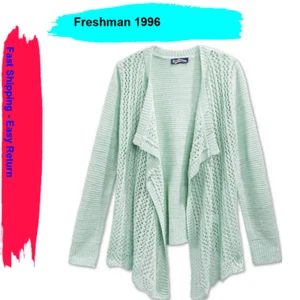 Freshman Girls' Drape-Front Cardigan Sweater, Mint, Size Small - Picture 1 of 1