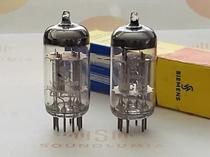 Siemens ECC82 12AU7 Chrome Plates Matched Pair - Munich 1961 Gf0 - Near NOS - Picture 1 of 9