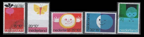 Netherlands B476-B480 Earth, Air, Sun, Moon, Water (5 USED Stamps, 1971) Cover