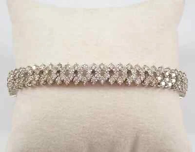 Юбилейный браслет из белого золота 14 карат с лабораторными бриллиантами - Изображение 1 из 4