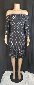 Black and White Polka Dot Off the Shoulder Dress - Picture 1 of 4