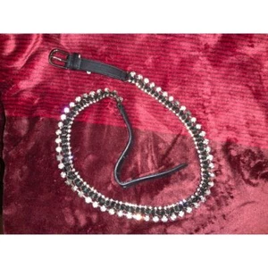 Elegant Rhinestone Leather Belt Chain Double Row - Picture 1 of 7