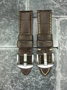 Nueva correa de reloj de cuero granulado de 26 mm PANERAI marrón carbón correa de espiga regular x1 - Imagen 1 de 15