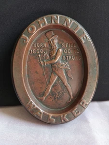 Vintage Johnnie Walker Whisky Scotch Copper Ashtray Embossed Striding Man 1930s - Picture 1 of 13