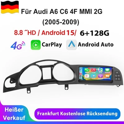 Für Audi A6 C6 4F MMI 2G 05-09 8.8" Android 15 Autoradio Carplay GPS NAVI 6+128G - Bild 1 von 4