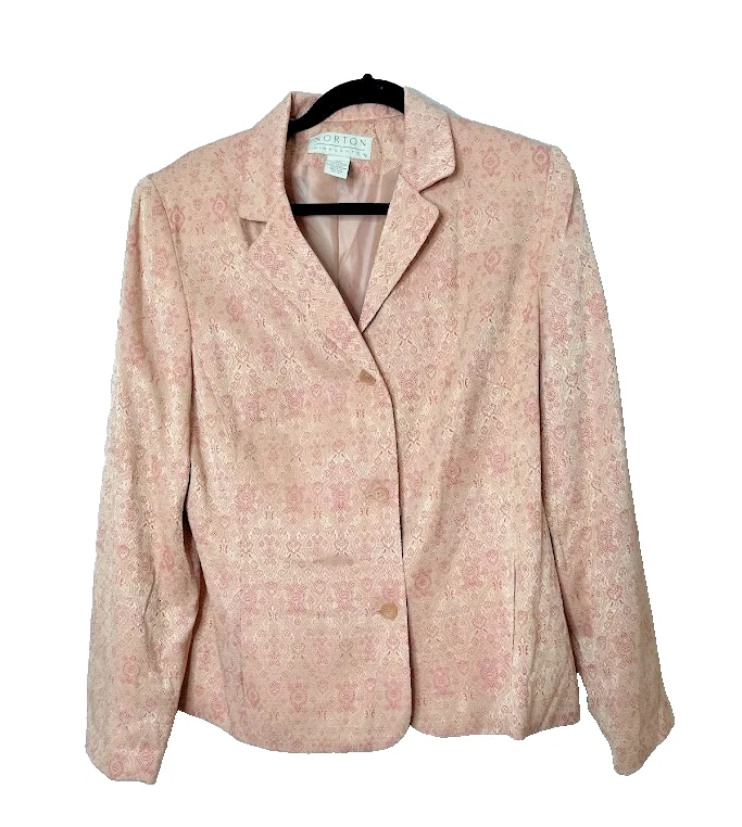 Vintage NORTON MCNAUGHTON 14 Blazer Jacket Peach Jacquard Damask Boho Cottage - Image 1 of 4