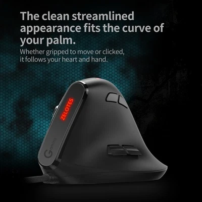 ZELOTES T-50 Vertical Mouse Wired Mouse 9 Keys RGB Optical Mouse 6 Gear Movement - Image 1 of 4