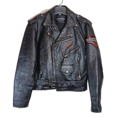 Chaqueta de cuero Unik para hombre 44 negra Harley-Davidson manga parche motociclista montar Foto 1 de 4