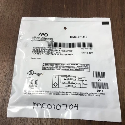New Micro Detectors AutomationDirect DM3-0P-1H Photoelectric Sensor