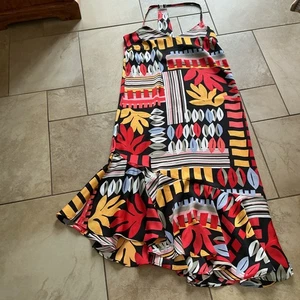 M&S Bold Geometric Print Summer Dress Racer Back Size 8. BNWOT - Picture 1 of 3