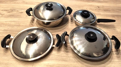 AMC - SET PENTOLE CUCINA - IN ACCIAIO - BUONE CONDIZIONI - SPEDIZIONE GRATUITA - Immagine 1 di 4