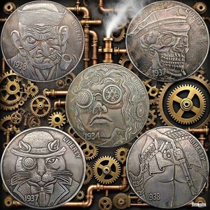 Pfeife•Hut•Katze Alien•Lockenhaar•Haltepistole &Goldmünzen Kreativ Sammlerstück Deko - Bild 1 von 7