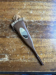 Viktorianischer antiker Holz und Papier Handfächer Vintage - okayer Zustand - reparaturbedürftig - Bild 1 von 4