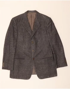 ARMANI COLLEZIONI Mens 3 Button Blazer Jacket IT 52 XL Grey Herringbone AC14 - Picture 1 of 4