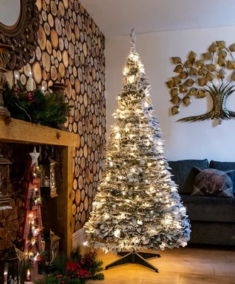 SHATCHI 4Ft-6Ft Prelit Pre Pop up Christmas Tree Xmas Home Indoor LED Warm Li... - Image 1 of 4