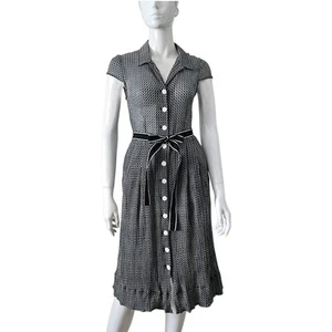 anna thomas Fit and Flare Shirt Dress Size 12 Cotton Silk Pockets - Picture 1 of 14