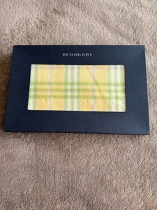 Burberry Women's Cashmere Scarf Boxed New Yellow /Green Check - Picture 1 of 5