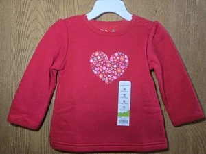NWT Size 18M Jumping Beans red sweatshirt big heart pattern w/ hearts flowers  - Picture 1 of 3