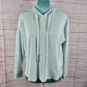 Eileen Fisher Pullover Gr. Small Bio Baumwolle Hoodie Waffelstrickpullover blau - Bild 1 von 13